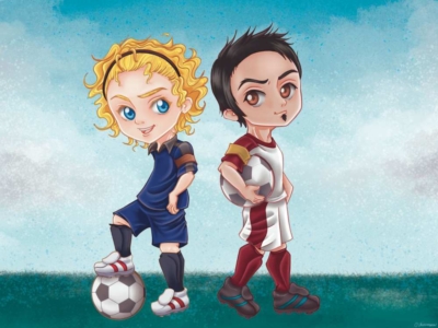 Las reglas del juego, de Nisa Arce, ilustración de Dani y Mateo hecha por Shirumaru. Romance LGTB en el fútbol