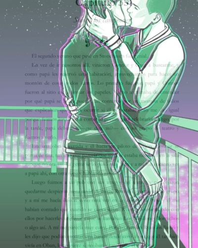 Overlay para libros del beso de Greg y Connor, de Duelo en las Highlands, novela de romance LGBT de Nisa Arce