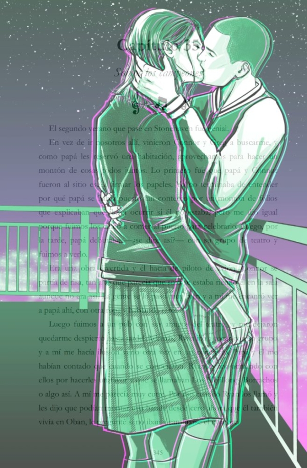 Overlay para libros del beso de Greg y Connor, de Duelo en las Highlands, novela de romance LGBT de Nisa Arce