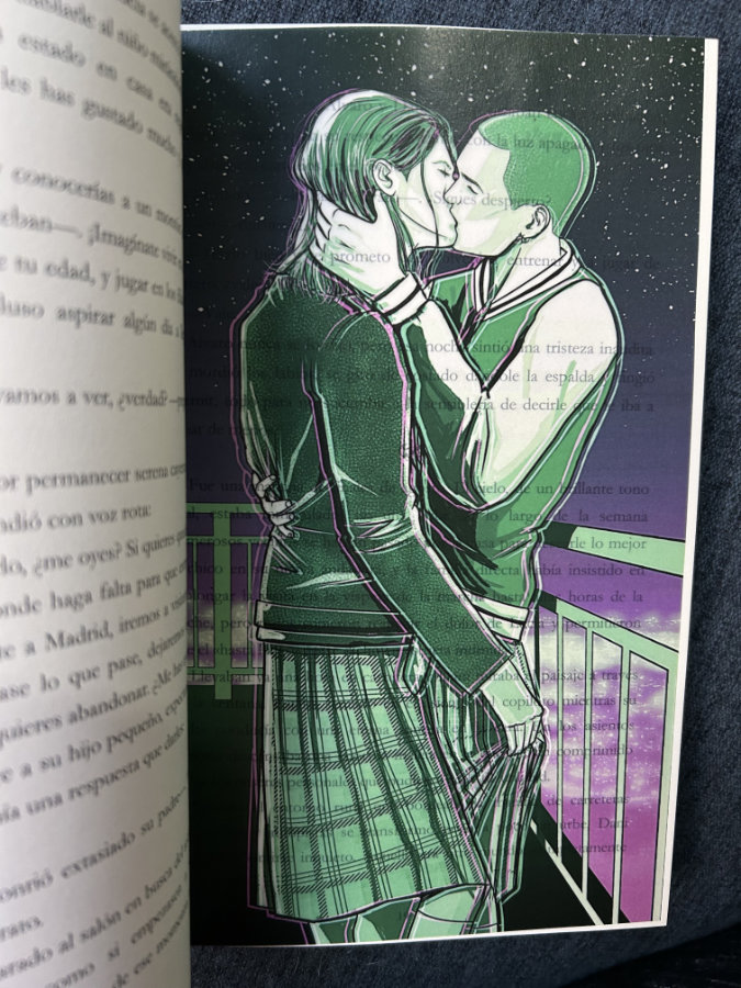 Overlay para libros, Greg y Connor, beso de Duelo en las Highlands, novela romance LGBT de Nisa Arce