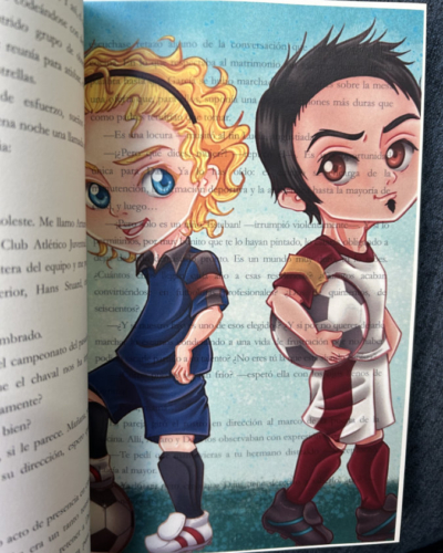 Overlay para libros, Dani y Mateo de Las reglas del juego, saga de novelas de romance LGBT y romance deportivo de Nisa Arce