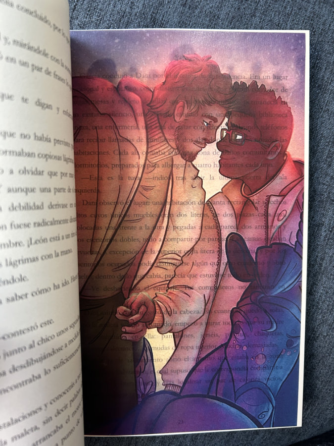 Overlay para libros, Rob y Gus de Dos citas en el Tívoli, novela de romance LGBT de Nisa Arce