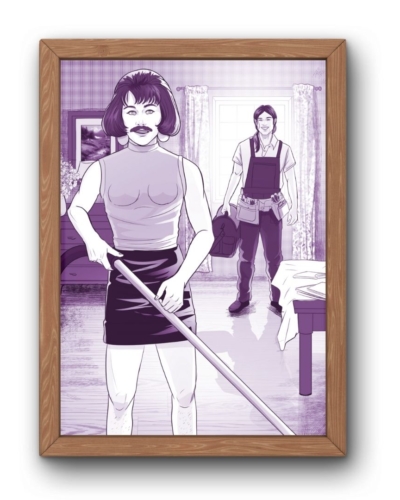 Lámina con la ilustración de Freddie, de Promesa en las Highlands, novela de romance LGBT de Nisa Arce