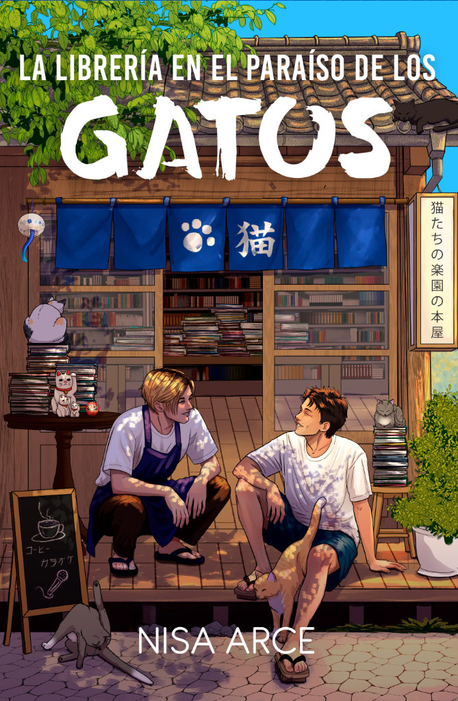 La librería en el paraíso de los gatos, de Nisa Arce, novela de romance LGBT maduro en Japón