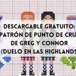atrón gratuito a punto de cruz de Greg y Connor, de Duelo en las Highlands, novela de romance LGBT enemies to lovers en Escocia de Nisa Arce, elaborado por Lupe Ballester