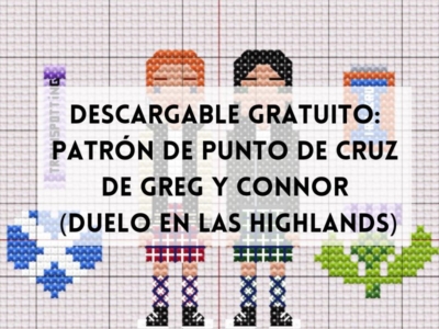 atrón gratuito a punto de cruz de Greg y Connor, de Duelo en las Highlands, novela de romance LGBT enemies to lovers en Escocia de Nisa Arce, elaborado por Lupe Ballester