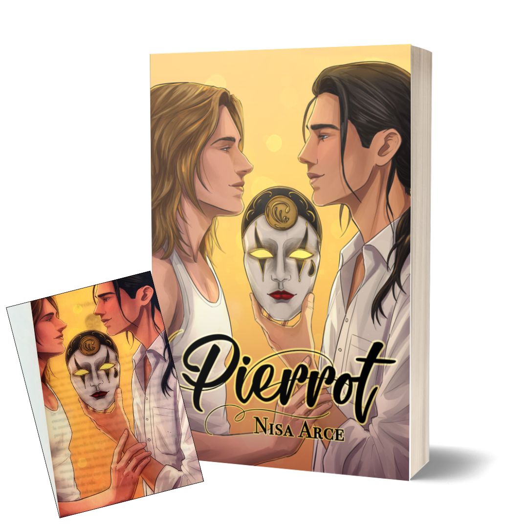 Pierrot, novela de romance LGBT contemporáneo con diferencia de edad y misterio en Italia, edición especial limitada a color y dedicada, con overlay
